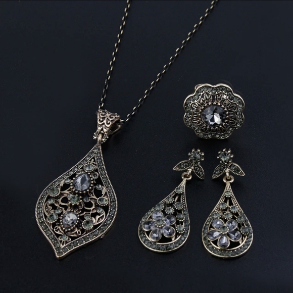 Turkish Vintage Style Jewelry Set forWomen,NEW,3Pcs,WeddingHandmadeGift - Picture 2 of 13